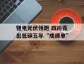 锂电光伏领跑 四川亮出低碳五年“成绩单”