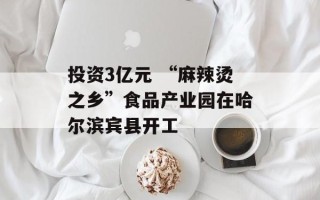 投资3亿元 “麻辣烫之乡”食品产业园在哈尔滨宾县开工