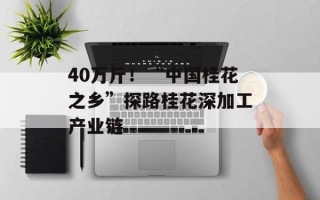 40万斤！“中国桂花之乡”探路桂花深加工产业链