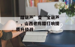 “醋葫芦”变“宝葫芦”，山西老陈醋打响提质升级战