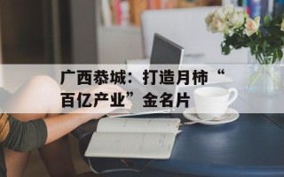 广西恭城：打造月柿“百亿产业”金名片