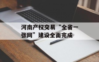 河南产权交易“全省一张网”建设全面完成