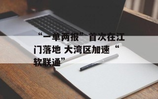 “一单两报”首次在江门落地 大湾区加速“软联通”