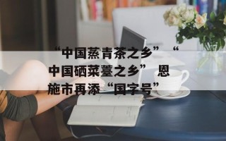 “中国蒸青茶之乡”“中国硒菜薹之乡” 恩施市再添“国字号”