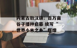 内蒙古敖汉旗：百万亩谷子播种启幕 续写“世界小米之乡”辉煌