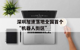 深圳加速落地全国首个“机器人街区”
