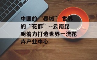中国的“春城” 世界的“花都”--云南昆明着力打造世界一流花卉产业中心