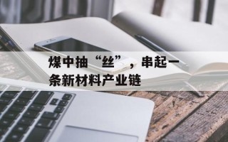 煤中抽“丝”，串起一条新材料产业链
