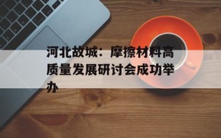 河北故城：摩擦材料高质量发展研讨会成功举办