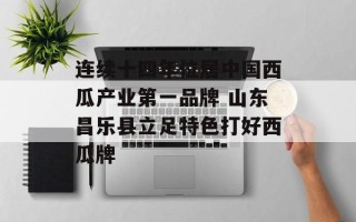 连续十四年位居中国西瓜产业第一品牌 山东昌乐县立足特色打好西瓜牌