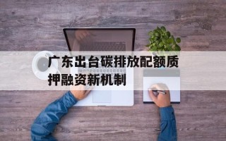 广东出台碳排放配额质押融资新机制